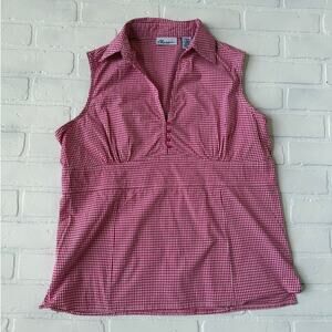 Classic Blues Vintage 90s Women's Pink White Gingham Vneck Sleeveless Top sz XL